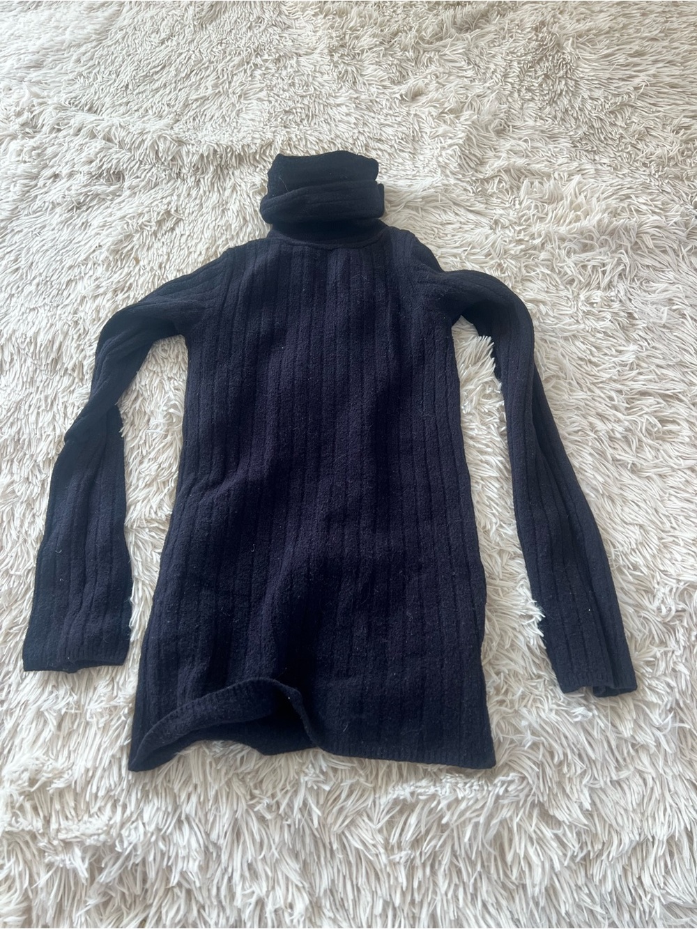 Free People Black Ribbed Turtleneck Sweater
